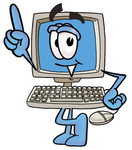 Clip Art Graphic of a Desktop Computer Cartoon Character