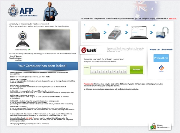 Australian Federal Police Ukash Virus